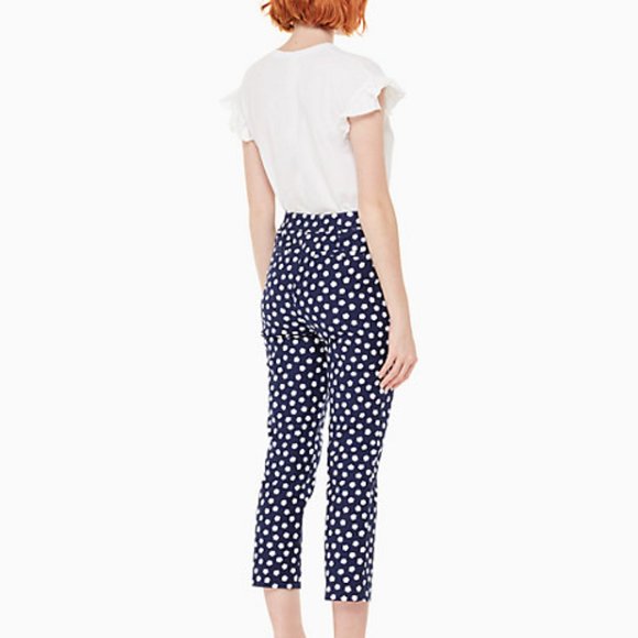 SOLD ON EBAY Kate Spade Cloud Dot Jacquard Pant in French Navy/Fresh White size0 - Picture 6 of 6